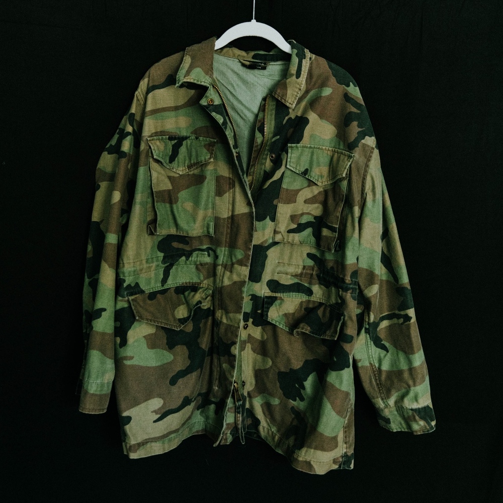 Topshop Oversized Camo Jacket